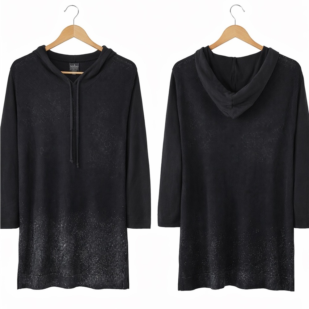 Soho-New York &Co.-black hooded tunic sweater - Picture 2 of 2